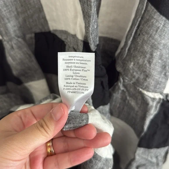 Everlane The Linen Oversized Puff Sleeve - Gingham (S) - Picture 4 of 13